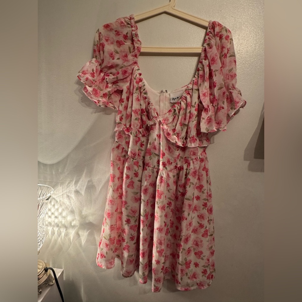 Sky to the moom dress Pink Puff Sleeve Dress Large - Picture 2 of 3